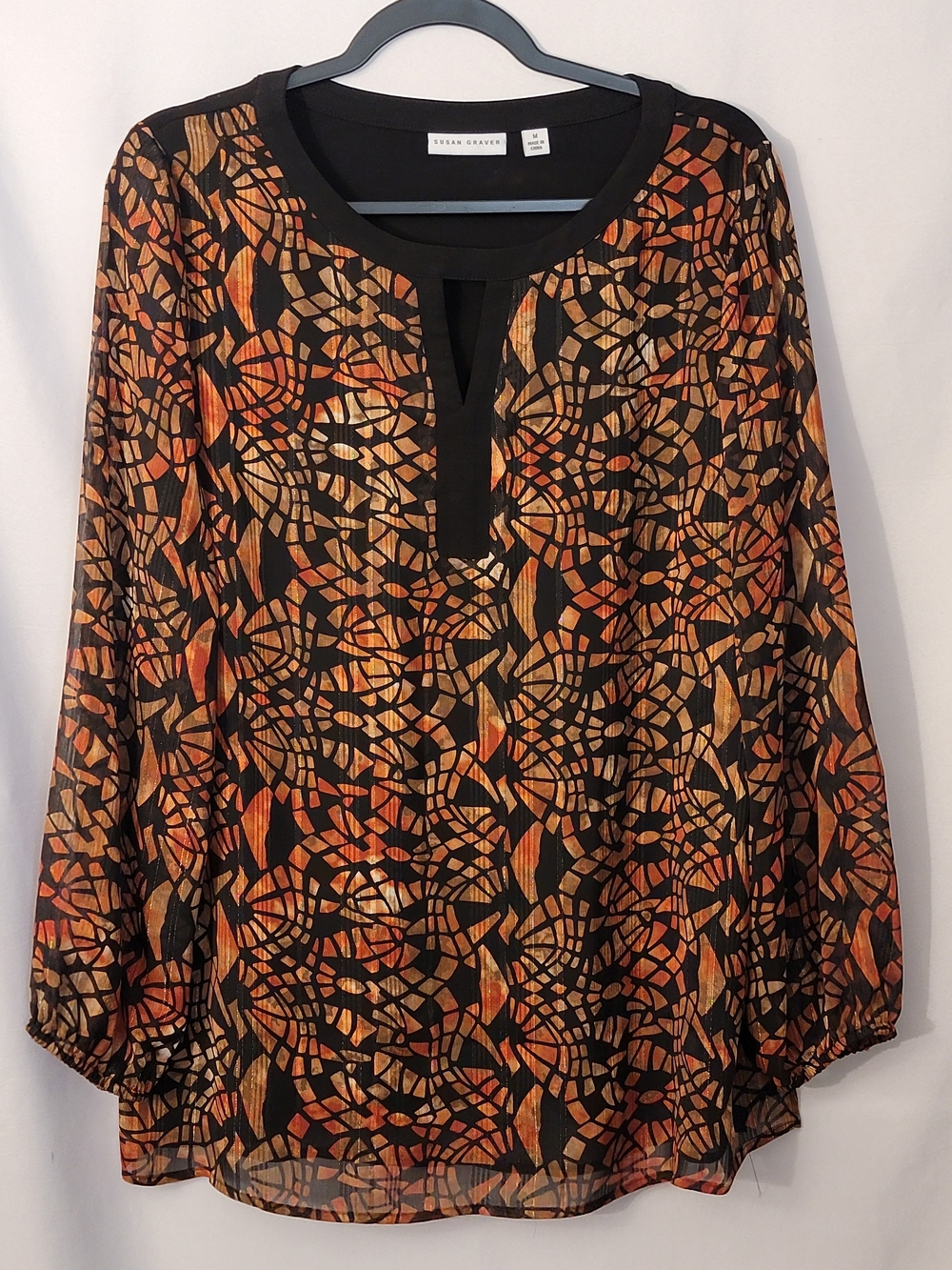 Susan Graver Mosaic Print Top Size M